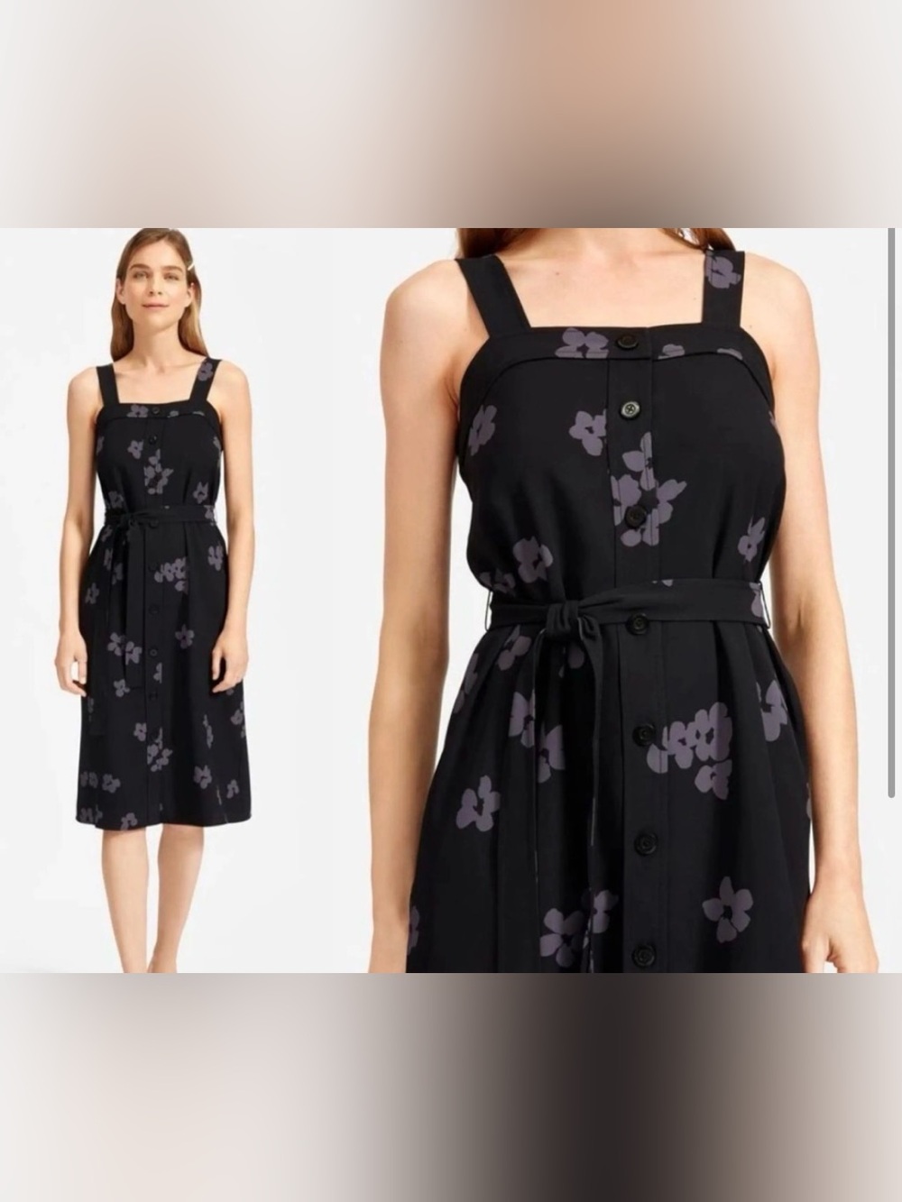 Everlane Japanese GoWeave The Picnic Apron front button down midi dress LN